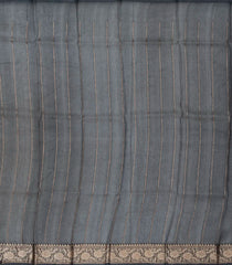 Black Handloom Banarasi Organza Silk Saree With Floral Motifs-BE1402