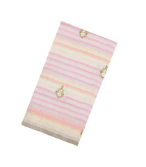 Pink Handloom Linen Saree With Embroidered Floral Motifs-LI0768