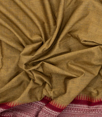 Beige Woven Bengal Cotton Saree With Contrast Border-BG1898