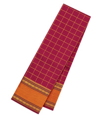 Crimson Handloom Kanchipuram Silk Saree With Zari Checks-KA15707