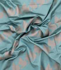 Aquamarine Woven Art Dupion Saree With Leaf Motifs & Contrast Pallu-BL4942