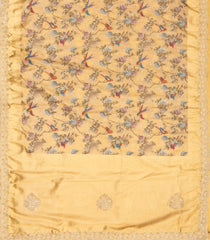 Sandal Handloom Silk Saree With Meena Bird Motifs & Hand Embroidered Border-EN1734