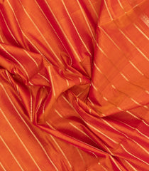 Orange Handloom Silk Cotton Saree With Zari Stripes & Buttas-SC4825