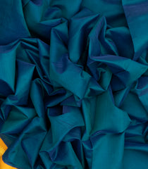 Peacock Blue Handloom Korvai Silk Cotton Saree With Contrast Border-SC3709