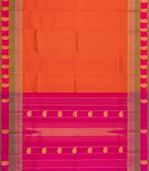 Orange Handloom Kanchipuram Silk Saree With Payadi Checks-KA14838