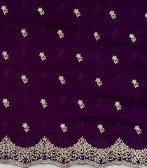Dark Purple Woven Synthetic Blended Saree With Embroidered Motifs-EN2066