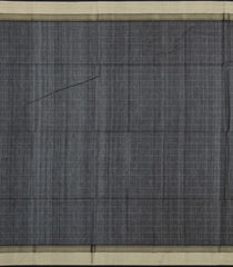 Grey Handloom Maheswari Silk Cotton Saree With Checks & Zari Border-SC4841