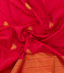 Red Handloom Kanchipuram Silk Saree With Floral Buttas-KA13988