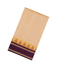 Sandal Handloom Silk Cotton Saree With Temple Border-SC4401