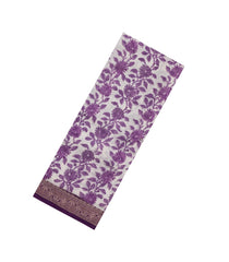 Purple Printed Chanderi Cotton Saree With Zari Border-CC1561