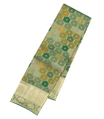 Dark Green Handloom Kanchipuram Bridal Silk Saree With Meena Motifs-KA16293