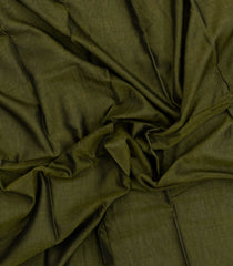 Dark Olive Woven Chirala Cotton Saree With Printed Blouse-CR1505