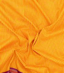 Yellow Handloom Korvai Kanchipuram Silk Saree With Silk Checks-KA13676