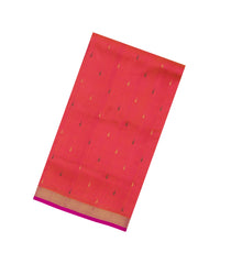 Orange Handloom Uppada Silk Saree With Meena Buttas & Contrast Border-UP0360