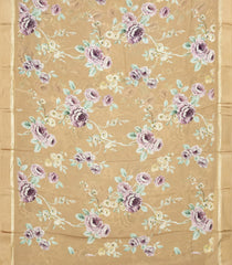 Beige Woven Georgette Silk Saree With Printed Floral Motifs-PS0557