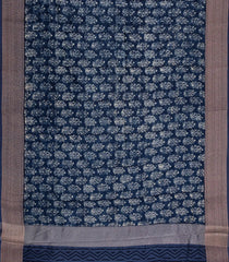 Indigo Printed Chanderi Cotton Saree With Zari Border-CC1514