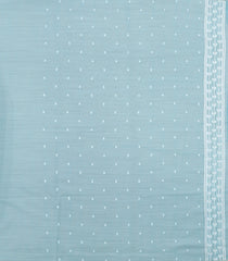 Turquoise Woven Art Linen Saree With Floral Motifs-BL5660