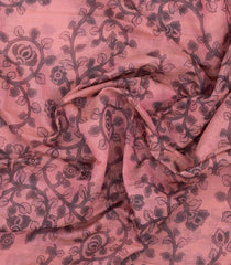 Dusty Pink Printed Art Chanderi Cotton Saree With Zari Border-SY0473