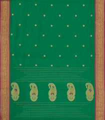 Green Woven Chettinad Cotton Saree With Buttas-CN1867