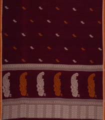 Maroon Handloom Bengal Cotton Saree With Mango Buttas-BG1592