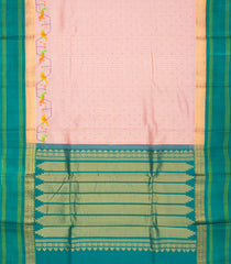 Baby Pink Handloom Chirala Silk Cotton Saree With Peacock Motifs