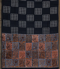 Midnight Blue Printed Art Chanderi Saree With Zari Border-BL5017