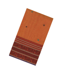 Orange Handloom Silk Cotton Saree With Annam Buttas-SC4398