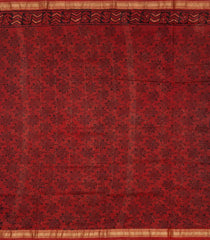 Black Printed Chanderi Cotton Saree With Zari Border-CC1648