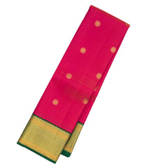 Hot Pink Handloom Korvai Kanchipuram Silk Saree With Buttas & Contrast Border-KA12672