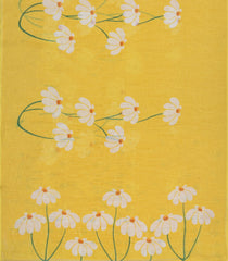 Yellow Printed Synthetic Linen Saree With Floral Motifs-SY0047