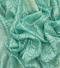 Turquoise Handloom Organza Soft Silk Saree With Floral Motifs-SO4142