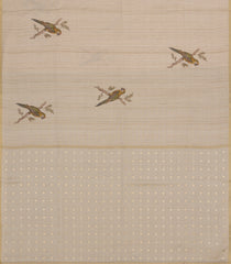 Taupe Woven Synthetic Manipur Silk Saree With Olive Printed Bird Motifs-BL4954