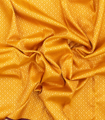 Yellow Handloom Korvai Kanchipuram Silk Saree With Floral Jaal Motifs-KA16604
