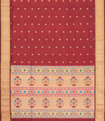 Maroon Handloom Paithani Silk Saree With Meena Buttas-PA1113