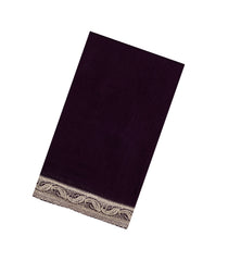 Dark Burgundy Woven Art Crepe Saree With Floral Embroidered Border-BL4975