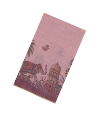 Dusty Pink Printed Synthetic Linen Saree with Jhalar-BL5340