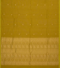 Olive Green Handloom Kanchi Cotton Saree With Elephant Buttas-KC1565