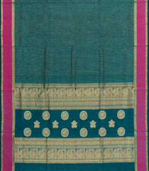 Sea Green Handloom Kanchi Cotton Saree With Silk Border-KC1802