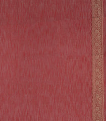 Red Woven Art Linen Saree With Zari Border-BL5636