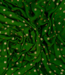 Green Handloom Banarasi Khadi Georgette Silk Saree With Floral Motifs-BE1628