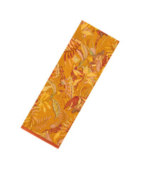 Mustard Printed Crepe Silk Saree With Floral Motifs-PS0906