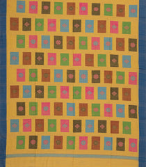 Mustard Handloom Bengal Cotton Saree With Meena Buttas-BG1610