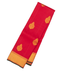 Crimson Handloom Kanchipuram Silk Saree With Annam Buttas