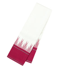 White Handloom Korvai Kanchipuram Silk Saree With Crimson Temple Border-KA16708