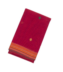 Pink Handloom Kanchi Cotton Saree With Diamond Buttas