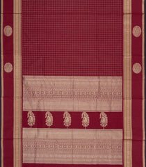 Crimson Handloom Silk Cotton Saree With Checks-SC4289