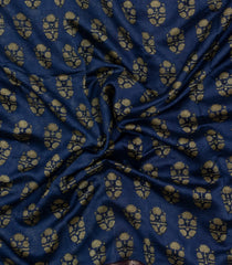 Indigo Printed Chanderi Cotton Saree With Zari Border-CC1629