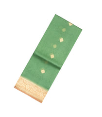 Cardamom Green Handloom Banarasi Organza Silk Saree With Floral Motifs-BE1575