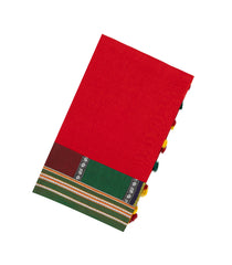 Red Woven Poly Cotton Saree With Kasuti Hand Embroidery -PY1283