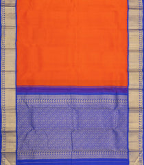 Red Handloom Korvai Kanchipuram Silk Saree With Contrast Border-KA15923